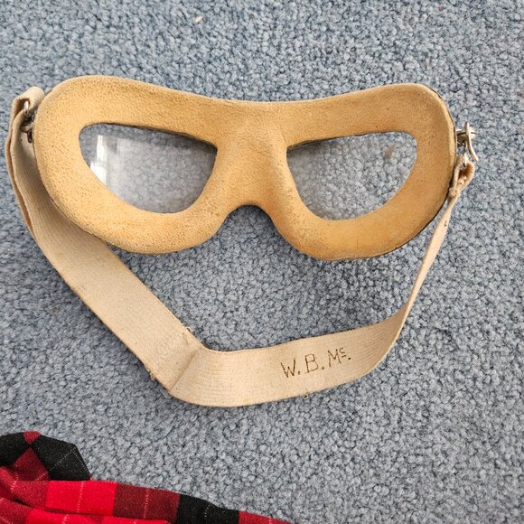 WW2 US Army Air Force leather helmet and aviator goggles - Picture 9 of 10